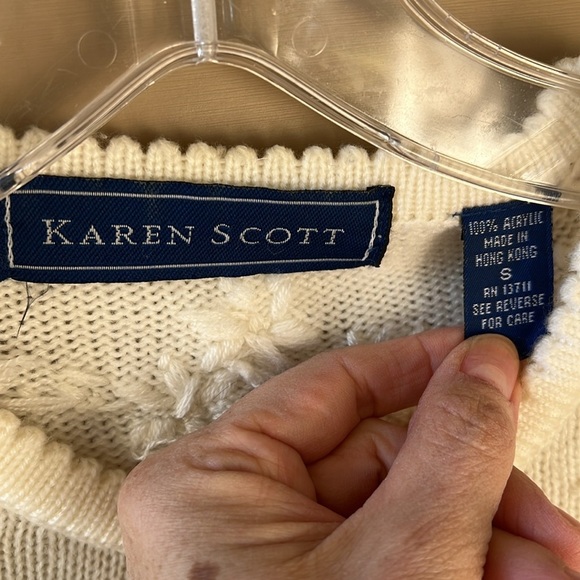 Karen Scott Vintage Like New Sz S Cream Embroidered Cottagecore Cardigan Sweater - Picture 5 of 8